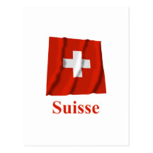 Drapeau de ondulation de la Suisse avec le nom en  Carte Postale