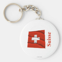 Drapeau de ondulation de la Suisse avec le nom en  Porte-clef