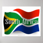 Drapeau de ondulation de l'Afrique du Sud Affiche