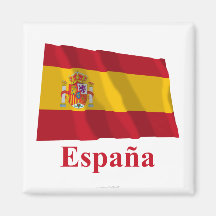 Drapeau de ondulation de l'Espagne avec le nom dan Magnets Pour Réfrigérateur