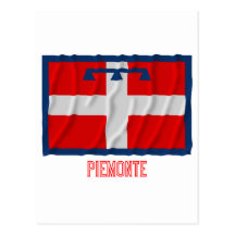 Drapeau de ondulation de Piemonte avec le nom Cartes Postales