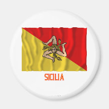 Drapeau de ondulation de Sicilia avec le nom Aimant Pour Réfrigérateur