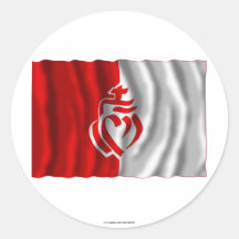 Drapeau de ondulation de Vendée Autocollant Rond