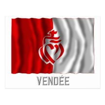 Drapeau de ondulation de Vendée avec le nom Carte Postale