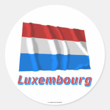 Drapeau de ondulation du luxembourgeois avec le no autocollant rond