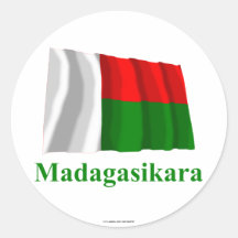 Drapeau de ondulation du Madagascar avec le nom da Autocollant
