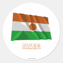 Drapeau de ondulation du Niger avec le nom Adhésifs Ronds