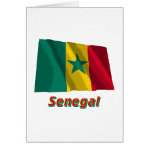 Drapeau de ondulation du Sénégal avec le nom Cartes De Vœux