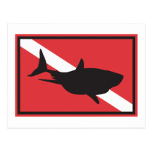 Drapeau de plongée de requin carte postale