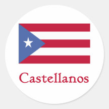 Drapeau de Portoricain de Castellanos Autocollants Ronds