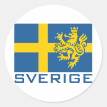 Drapeau de Sverige Adhésif Rond
