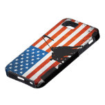 Drapeau des USA avec des silhouettes de vétérans Étui iPhone 5