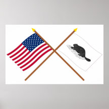 Drapeau des USA et drapeau croisés de New York Posters