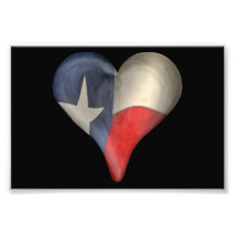 Drapeau d'état du Texas à un coeur Impression Photo