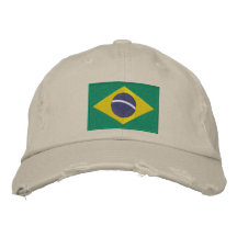 Drapeau du Brésil avec le texte personnalisé Casquette Brodée