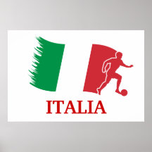 Drapeau du football de l'Italie Posters