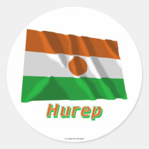 Drapeau du Niger avec le nom dans le Russe Autocollants