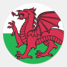 Drapeau du Pays de Galles Autocollants Ronds