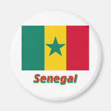 Drapeau du Sénégal avec le nom Magnets Pour Réfrigérateur
