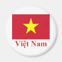 Drapeau du Vietnam avec le nom dans le Vietnamien Magnets Pour Réfrigérateur