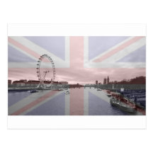 Drapeau d'Union Jack d'horizon de Londres Carte Postale