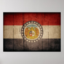 Drapeau en bois rocailleux du Missouri Poster