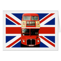 Drapeau et autobus britanniques de Londres Cartes De Vœux
