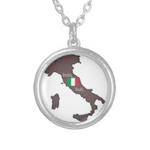 Drapeau et carte de l'Italie Collier Personnalisé