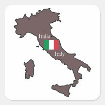 Drapeau et carte de l'Italie Stickers Carrés