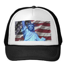 Drapeau et statue de conception de liberté casquette de camionneur