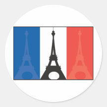 Drapeau et Tour Eiffel français Adhésif Rond