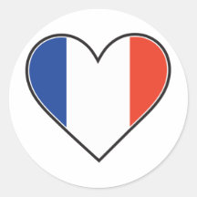 Drapeau français de coeur adhésifs ronds