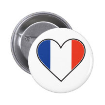 Drapeau français de coeur badge avec épingle