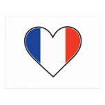 Drapeau français de coeur carte postale