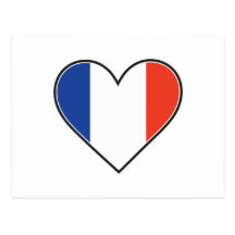 Drapeau français de coeur carte postale
