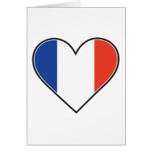 Drapeau français de coeur cartes de vœux