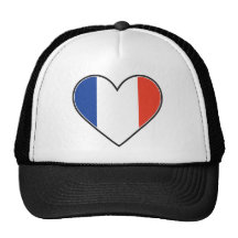 Drapeau français de coeur casquettes