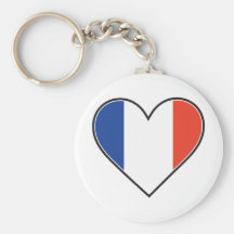 Drapeau français de coeur porte-clef