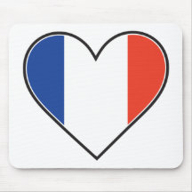 Drapeau français de coeur tapis de souris