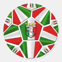 Drapeau italien de ballon de football de l'Italie  Autocollants Ronds