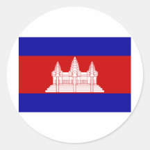 Drapeau KH du Cambodge Adhésifs Ronds