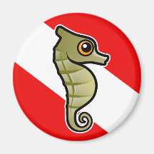 Drapeau mignon de piqué d'hippocampe de bande dess magnets