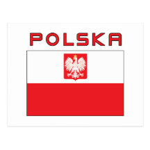 Drapeau polonais de faucon avec Polska Carte Postale