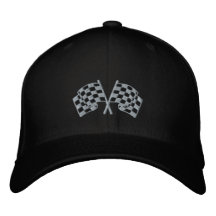 Drapeau quadrillé emballant le casquette de noir d casquette brodée