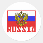 Drapeau russe adhésif rond