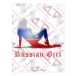 Drapeau russe de silhouette de fille cartes postales