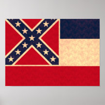 Drapeau vintage de habitant du Mississippi de moti Poster