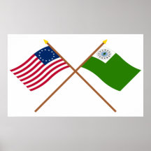 Drapeaux croisés de Betsy Ross et de Newburyport Posters