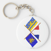 Drapeaux croisés de Franche-Comté et de Doubs Porte-clé