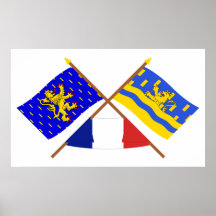 Drapeaux croisés de Franche-Comté et de Doubs Affiches